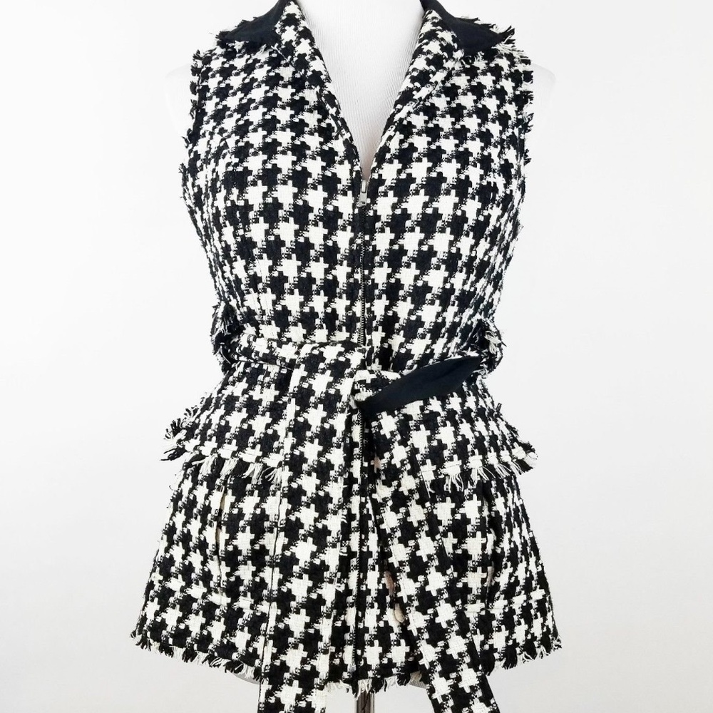 Woman's Size Small Vest Hounds Tooth Tweed By B